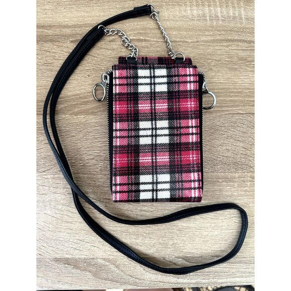 NWOT No Boundaries "Jessica" North/South Pink Plaid Small Cross Body Purse - Picture 5 of 6